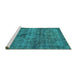 Sideview of Machine Washable Persian Turquoise Bohemian Area Rugs, wshabs2088turq