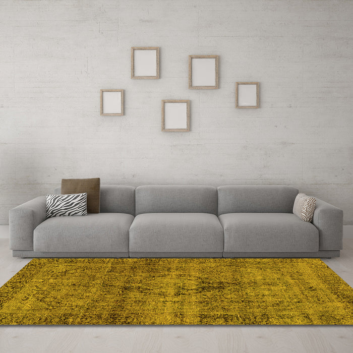 Machine Washable Persian Yellow Bohemian Rug in a Living Room, wshabs2088yw