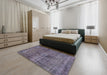 Abstract Lavender Purple Persian Rug in a Bedroom, abs2088