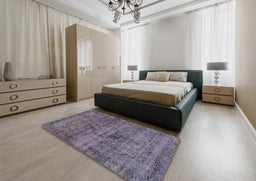 Abstract Lavender Purple Persian Rug in a Bedroom, abs2088
