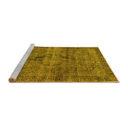 Sideview of Machine Washable Persian Yellow Bohemian Rug, wshabs2088yw