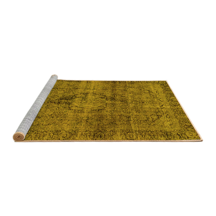 Sideview of Machine Washable Persian Yellow Bohemian Rug, wshabs2088yw