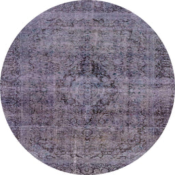 Round Abstract Lavender Purple Persian Rug, abs2088