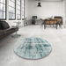 Round Machine Washable Abstract Light Steel Blue Rug in a Office, wshabs2089