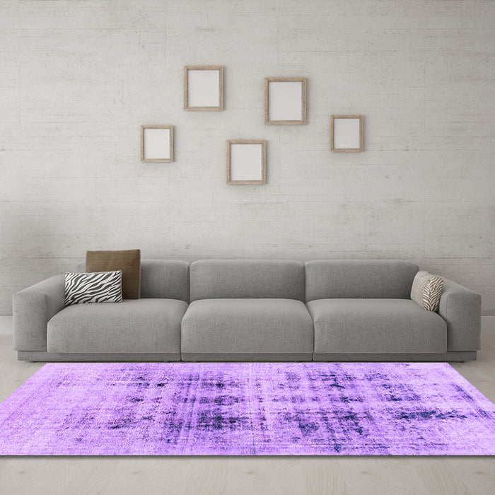 Machine Washable Abstract Purple Modern Area Rugs in a Living Room, wshabs2089pur