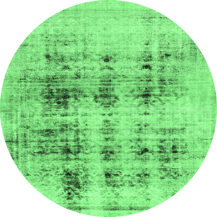 Round Machine Washable Abstract Emerald Green Modern Area Rugs, wshabs2089emgrn