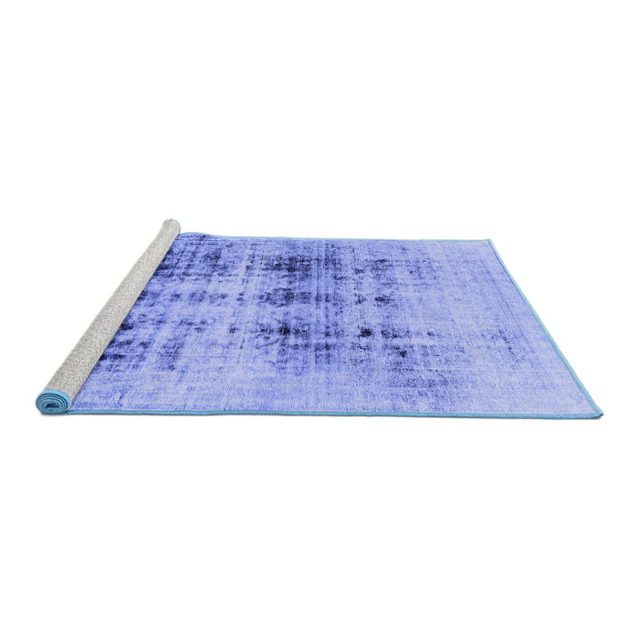 Sideview of Machine Washable Abstract Blue Modern Rug, wshabs2089blu