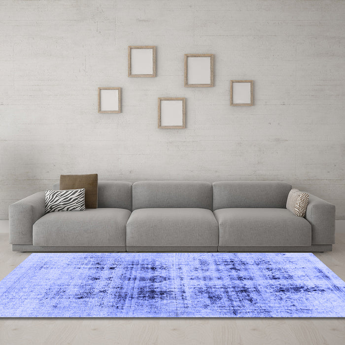 Machine Washable Abstract Blue Modern Rug in a Living Room, wshabs2089blu