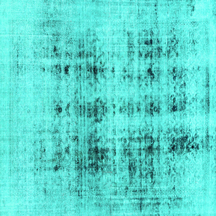 Square Machine Washable Abstract Turquoise Modern Area Rugs, wshabs2089turq