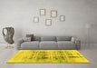 Machine Washable Abstract Yellow Modern Rug in a Living Room, wshabs2089yw