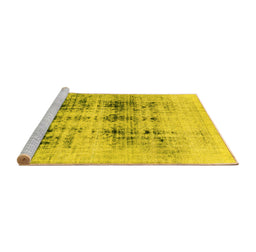 Sideview of Machine Washable Abstract Yellow Modern Rug, wshabs2089yw