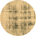 Round Machine Washable Abstract Brown Modern Rug, wshabs2089brn