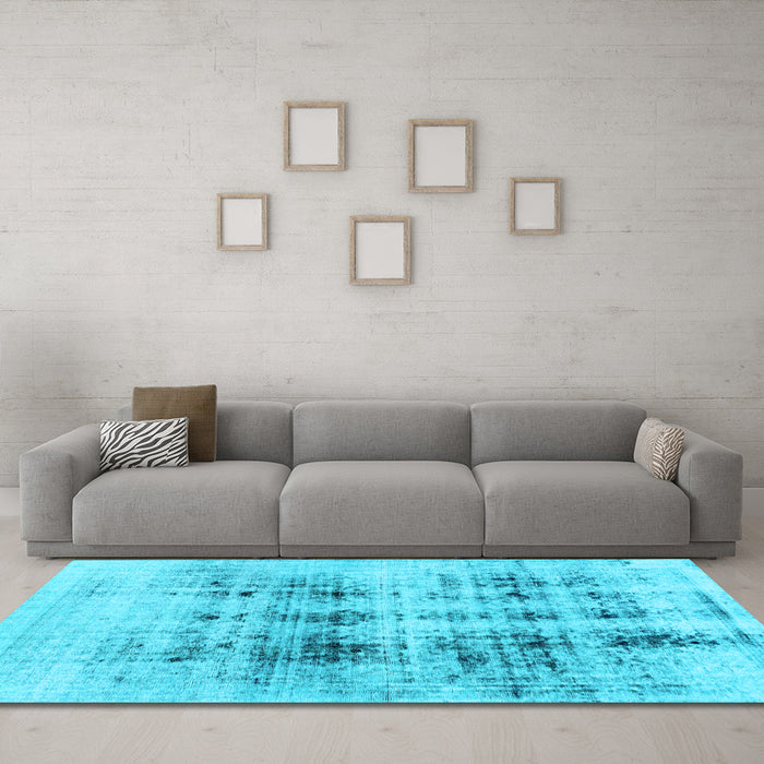 Machine Washable Abstract Light Blue Modern Rug in a Living Room, wshabs2089lblu