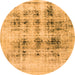 Round Machine Washable Abstract Orange Modern Area Rugs, wshabs2089org