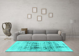 Machine Washable Abstract Turquoise Modern Area Rugs in a Living Room,, wshabs2089turq