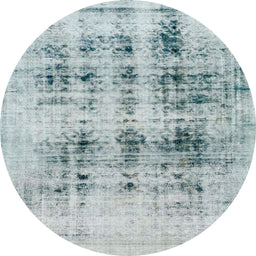 Round Abstract Light Steel Blue Modern Rug, abs2089