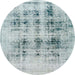 Round Abstract Light Steel Blue Modern Rug, abs2089