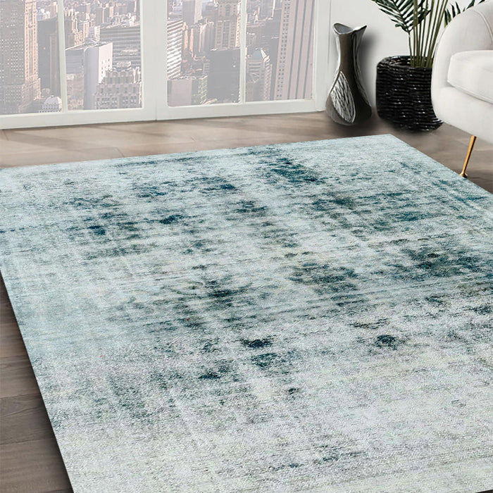 Machine Washable Abstract Light Steel Blue Rug in a Family Room, wshabs2089