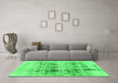 Machine Washable Abstract Green Modern Area Rugs in a Living Room,, wshabs2089grn