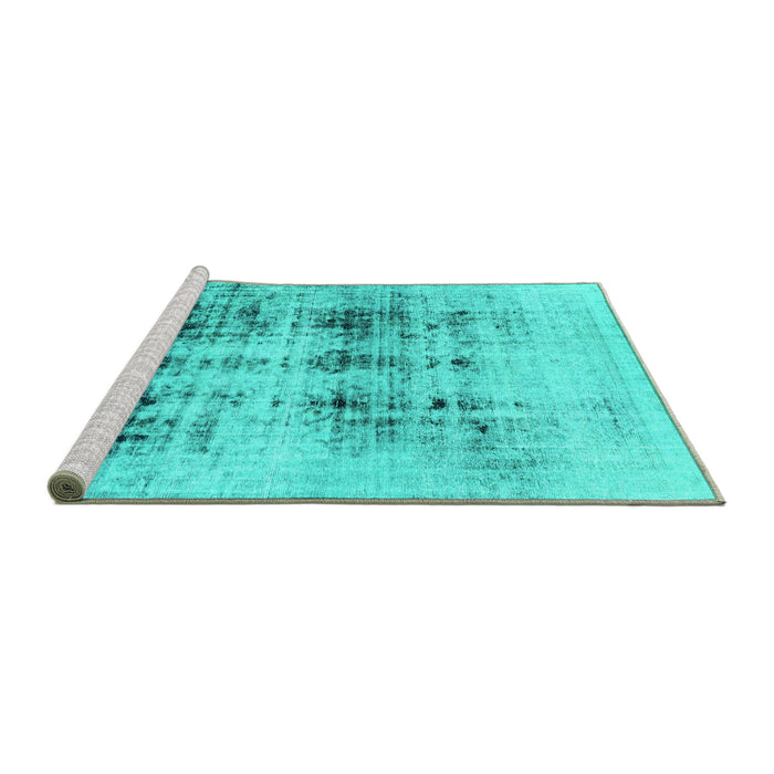 Sideview of Machine Washable Abstract Turquoise Modern Area Rugs, wshabs2089turq