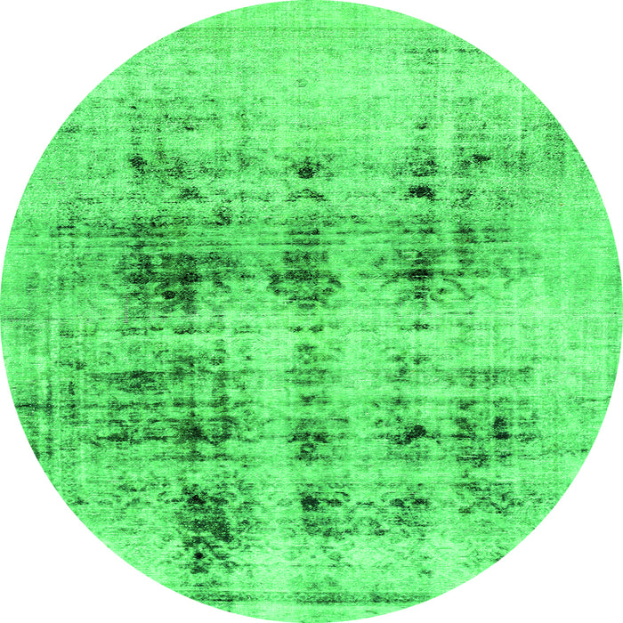 Round Machine Washable Abstract Green Modern Area Rugs, wshabs2089grn