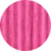 Round Machine Washable Abstract Pink Modern Rug, wshabs208pnk