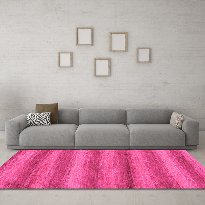 Machine Washable Abstract Pink Modern Rug in a Living Room, wshabs208pnk