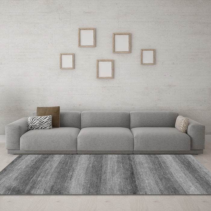 Machine Washable Abstract Gray Modern Rug in a Living Room,, wshabs208gry