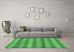 Machine Washable Abstract Emerald Green Modern Area Rugs in a Living Room,, wshabs208emgrn