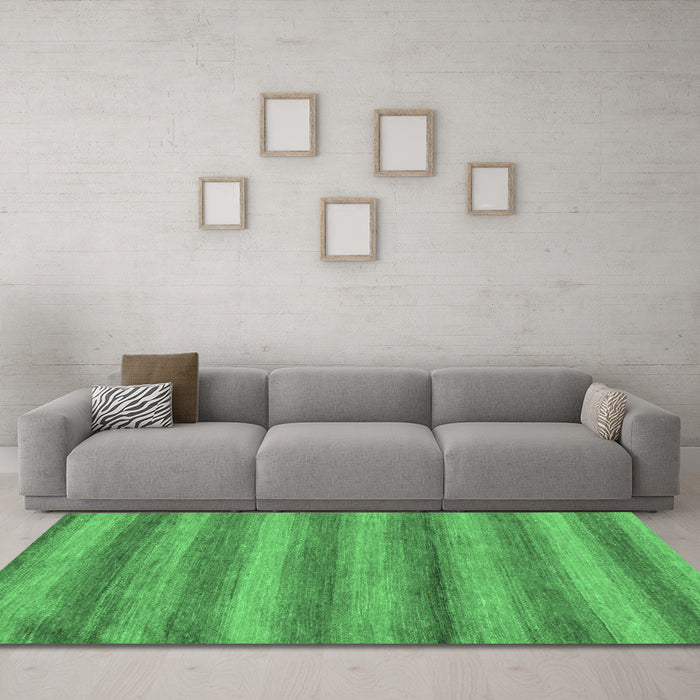 Machine Washable Abstract Emerald Green Modern Area Rugs in a Living Room,, wshabs208emgrn