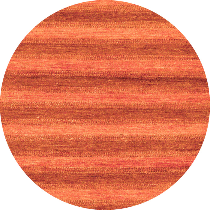 Round Machine Washable Abstract Orange Modern Area Rugs, wshabs208org