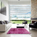 Square Abstract Hot Pink Oriental Rug in a Living Room, abs2090