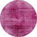 Round Abstract Hot Pink Oriental Rug, abs2090