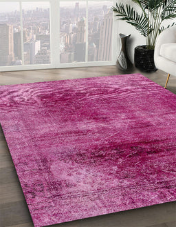 Abstract Hot Pink Oriental Rug in Family Room, abs2090