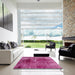 Square Machine Washable Abstract Hot Pink Rug in a Living Room, wshabs2090