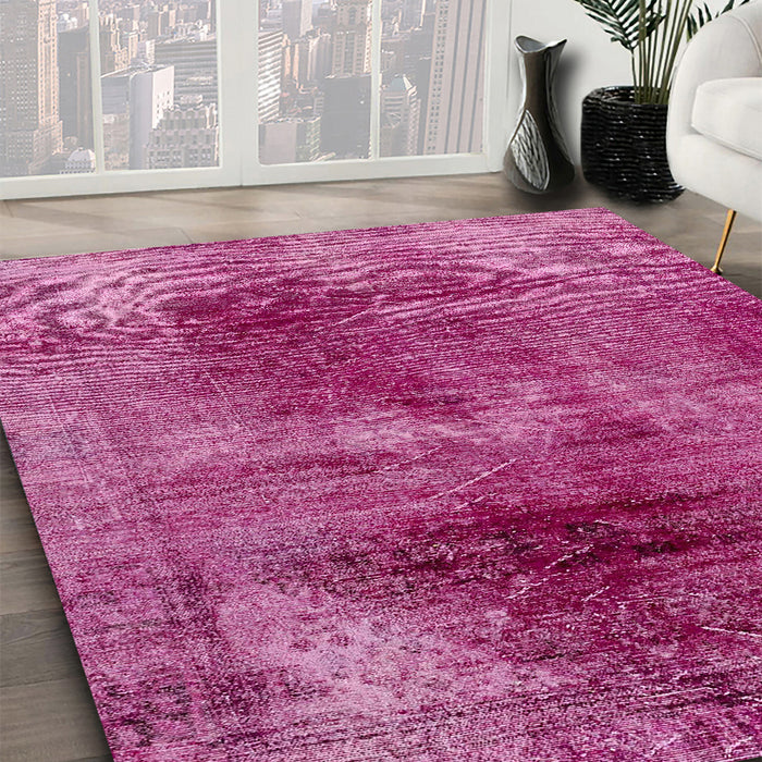 Machine Washable Abstract Hot Pink Rug in a Family Room, wshabs2090