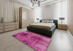 Abstract Hot Pink Oriental Rug in a Bedroom, abs2090