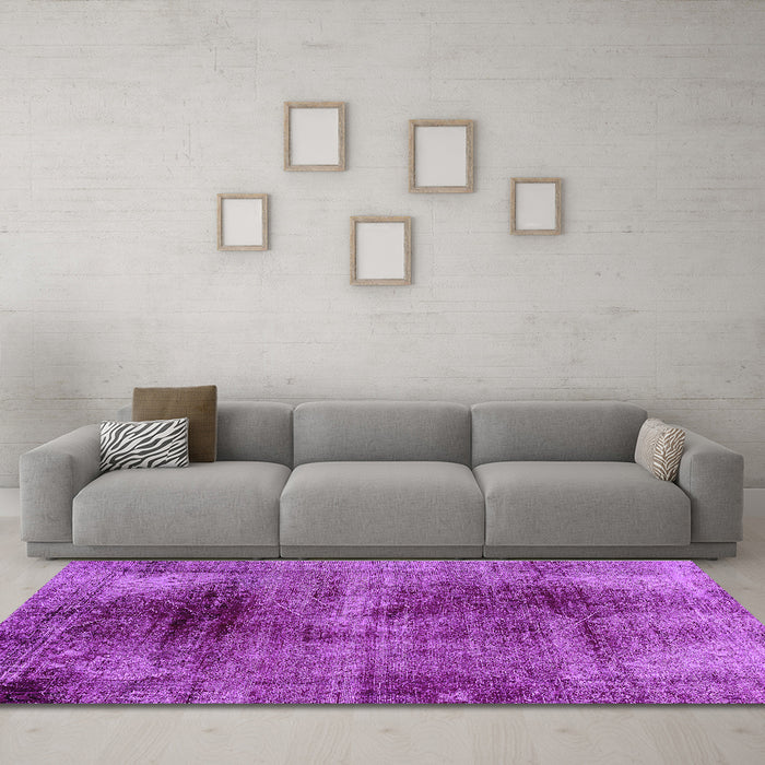 Machine Washable Oriental Purple Traditional Area Rugs in a Living Room, wshabs2090pur