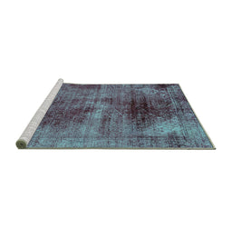 Sideview of Machine Washable Oriental Turquoise Traditional Area Rugs, wshabs2090turq