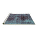 Sideview of Machine Washable Oriental Turquoise Traditional Area Rugs, wshabs2090turq