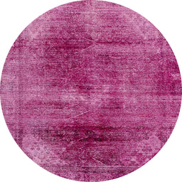 Round Machine Washable Abstract Hot Pink Rug, wshabs2090