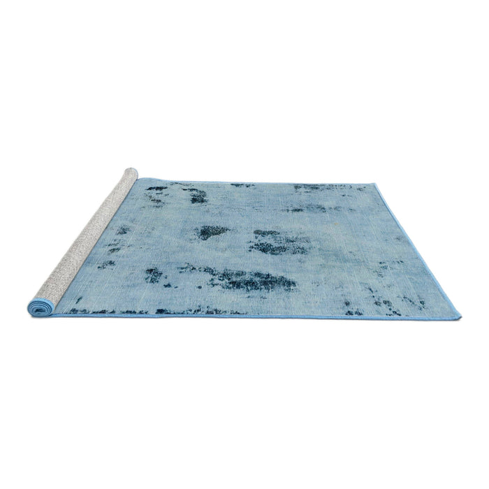 Sideview of Machine Washable Abstract Koi Blue Rug, wshabs2091