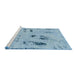 Sideview of Machine Washable Abstract Koi Blue Rug, wshabs2091