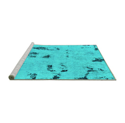 Sideview of Machine Washable Persian Turquoise Bohemian Area Rugs, wshabs2091turq