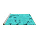 Sideview of Machine Washable Persian Turquoise Bohemian Area Rugs, wshabs2091turq