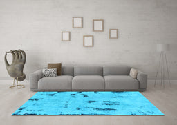 Machine Washable Persian Light Blue Bohemian Rug in a Living Room, wshabs2091lblu