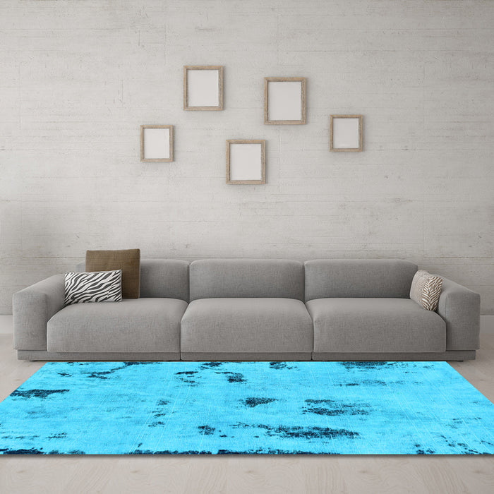 Machine Washable Persian Light Blue Bohemian Rug in a Living Room, wshabs2091lblu