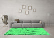 Machine Washable Persian Green Bohemian Area Rugs in a Living Room,, wshabs2091grn