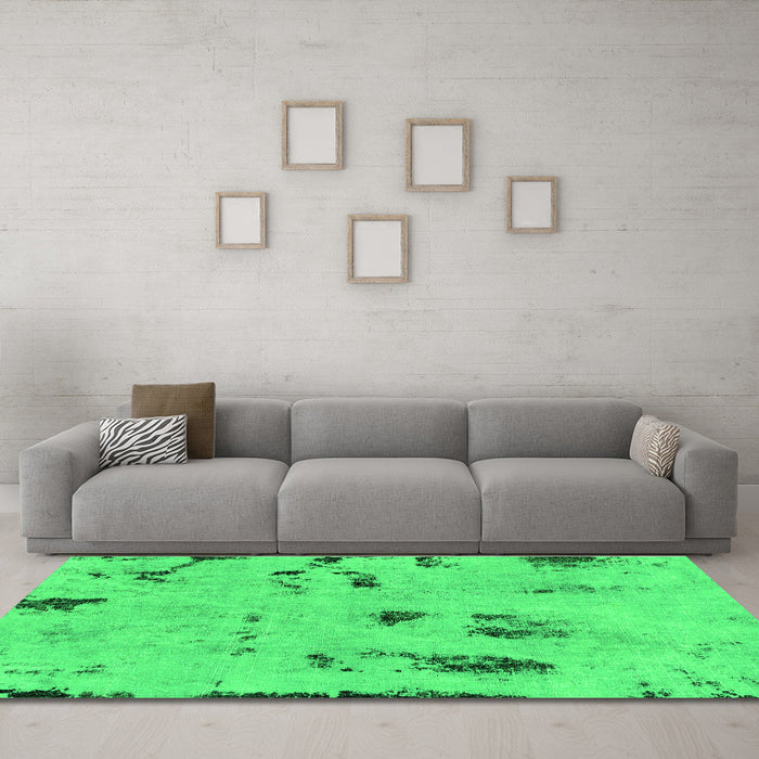 Machine Washable Persian Green Bohemian Area Rugs in a Living Room,, wshabs2091grn