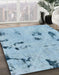 Abstract Koi Blue Persian Rug in Family Room, abs2091